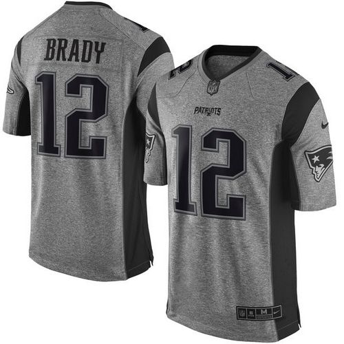 Nike Patriots #12 Tom Brady Gray Men's Stitched NFL Limited Gridiron Gray Jersey - Click Image to Close